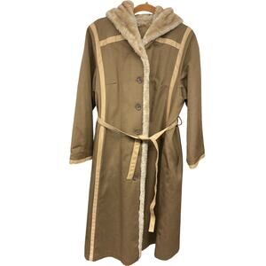 Vintage Bonders All Seasons Brown Faux Fur Lined Penny Lane Coat Medium Large